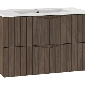 Enkele wastafel 80cm Siena hout en zwart Enkele wastafel 80cm Siena hout en zwart