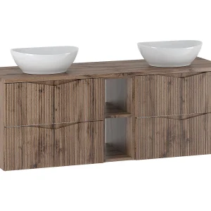 Dubbele wastafel 140cm 2 nissen Tao Wood