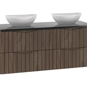 Dubbele wastafel 120cm Siena hout en zwart Dubbele wastafel 120cm Siena hout en zwart