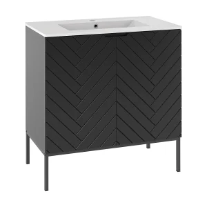 Enkele wastafel 80cm op poten Daria Zwart Enkele wastafel 80cm op poten Daria Zwart