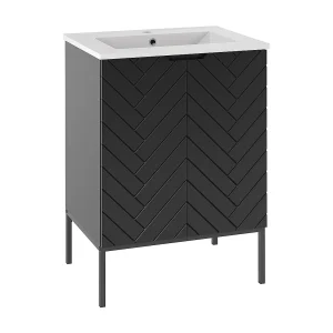 Enkele wastafel 60cm op poten Daria Zwart Enkele wastafel 60cm op poten Daria Zwart