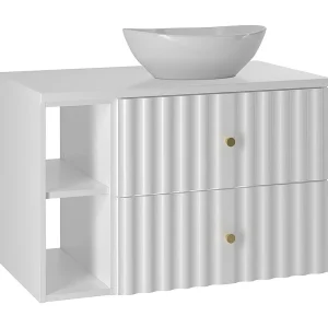 Meuble simple vasque 80cm 2 niches Izae Blanc