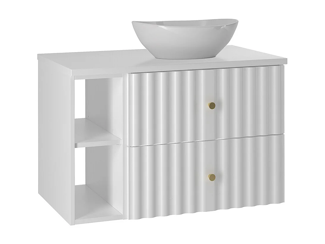 Meuble simple vasque 80cm 2 niches Izae Blanc