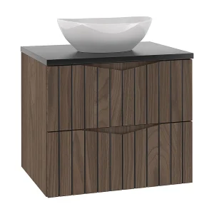 Enkele wastafel 60cm Siena hout en zwart Enkele wastafel 60cm Siena hout en zwart