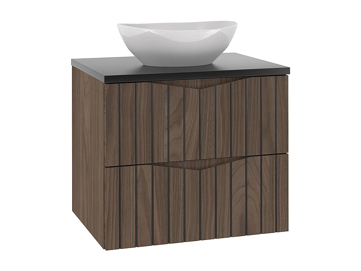 Enkele wastafel 60cm Siena hout en zwart