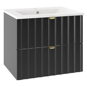 Meuble simple vasque encastrée 60cm Lexa Zwart