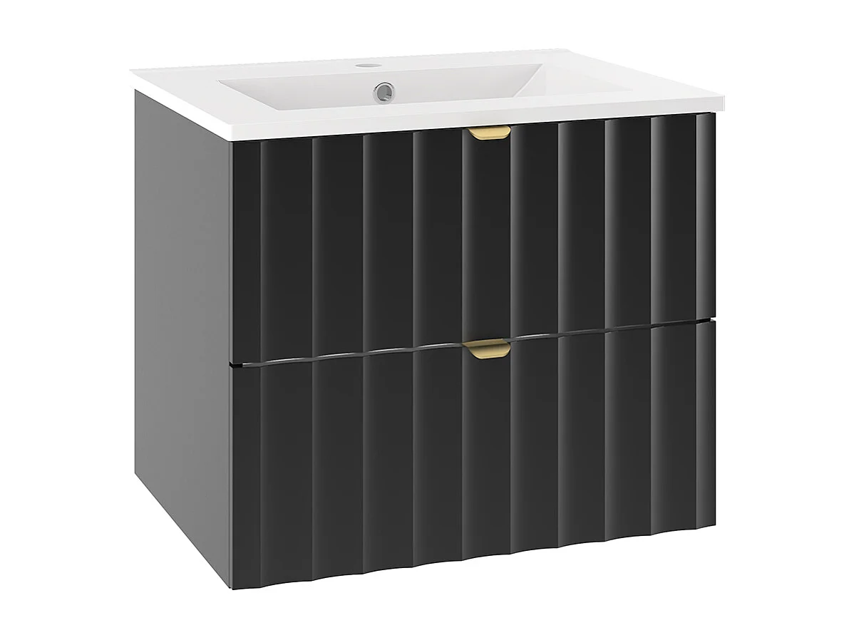 Meuble simple vasque encastrée 60cm Lexa Zwart