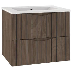 Enkele wastafel 60cm Siena hout en zwart Enkele wastafel 60cm Siena hout en zwart
