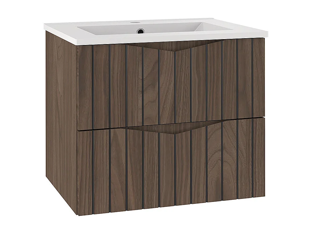 Enkele wastafel 60cm Siena hout en zwart