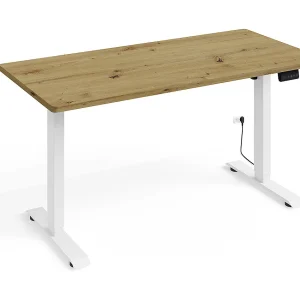 Elektrisch bureau 140 cm Ergo Hout en Wit Elektrisch bureau 140 cm Ergo Hout en Wit