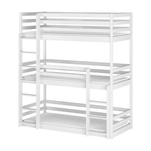 Florent Wit 3-niveau stapelbed 90×200 inclusief lattenbodem