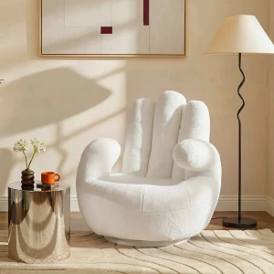 Draaiende fauteuil hand van imitatiebont CATCHY – Wit Draaiende fauteuil hand van imitatiebont CATCHY – Wit