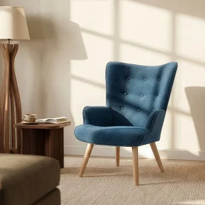 Fauteuil van stof VATELY – Blauw – Koop nu eenvoudig en goedkoop online Fauteuil van stof VATELY – Blauw – Koop nu eenvoudig en goedkoop online