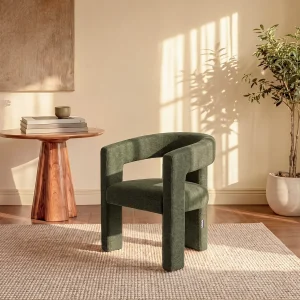 Design fauteuil in groene textuurstof FAVINA