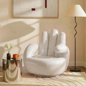 Draaiende fauteuil CATCHY van kunstleer – wit