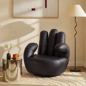 Draaiende fauteuil CATCHY van kunstleer – zwart Draaiende fauteuil CATCHY van kunstleer – zwart