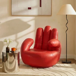 Draaiende fauteuil CATCHY van kunstleer – rood