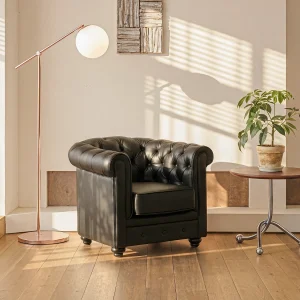 Fauteuil CHESTERFIELD van kunstleer – Zwart Fauteuil CHESTERFIELD van kunstleer – Zwart