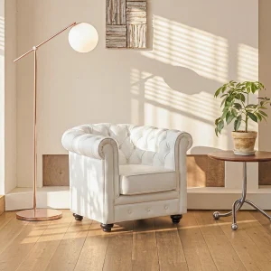 Fauteuil CHESTERFIELD van kunstleer – Wit Fauteuil CHESTERFIELD van kunstleer – Wit