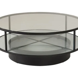Falsterbo salontafel met plank Ø100 cm glas. Falsterbo salontafel met plank Ø100 cm glas.