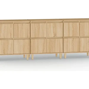 Dressoirs 3 st 60x35x70 cm bewerkt hout sonoma eikenkleurig