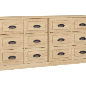 Dressoirs 2 st bewerkt hout sonoma eikenkleurig Dressoirs 2 st bewerkt hout sonoma eikenkleurig