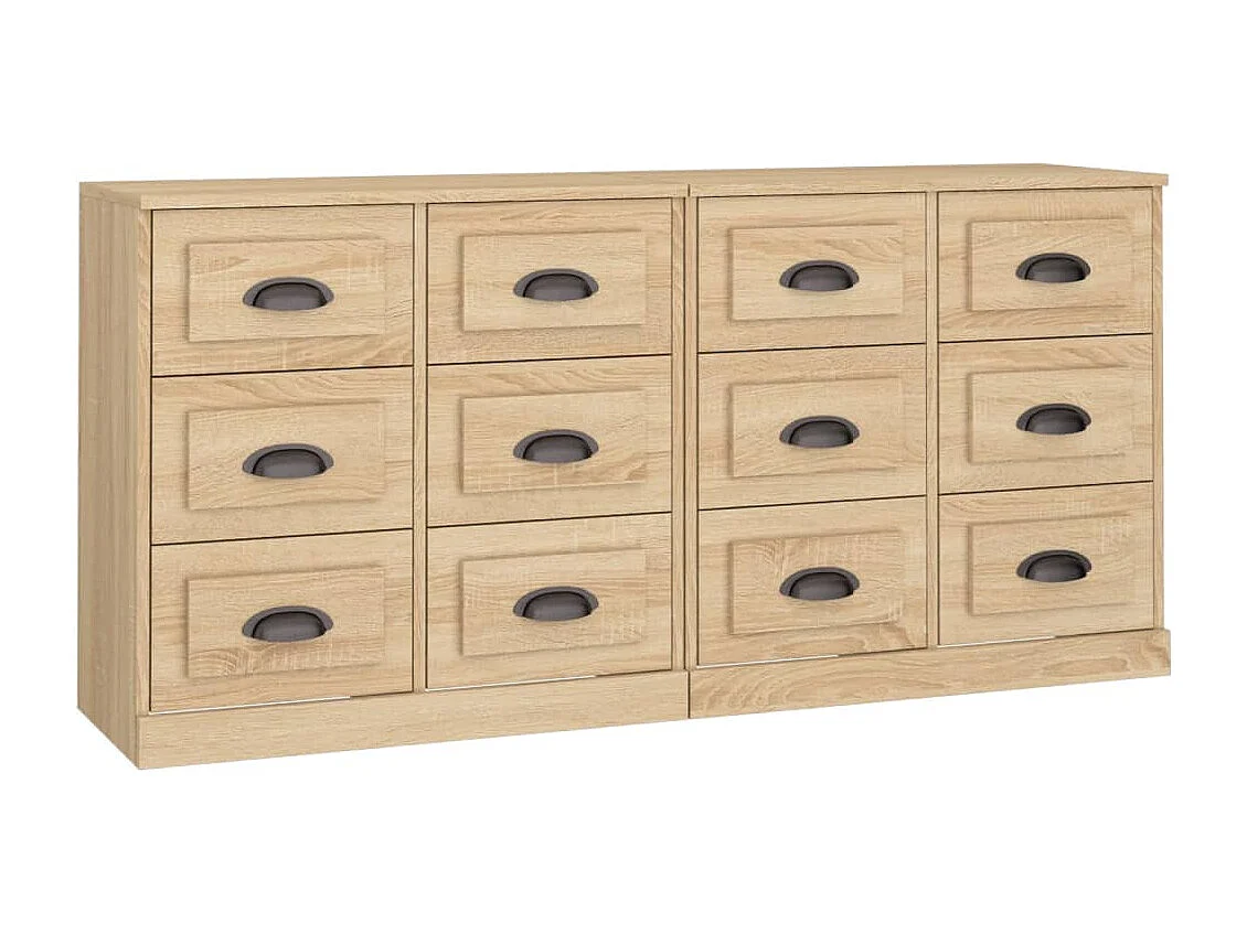 Dressoirs 2 st bewerkt hout sonoma eikenkleurig