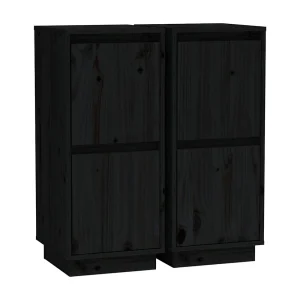 Dressoirs 2 st 31,5x34x75 cm massief grenenhout zwart Dressoirs 2 st 31,5x34x75 cm massief grenenhout zwart