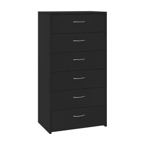 Dressoir met 6 lades 50x34x96 cm bewerkt hout zwart Dressoir met 6 lades 50x34x96 cm bewerkt hout zwart