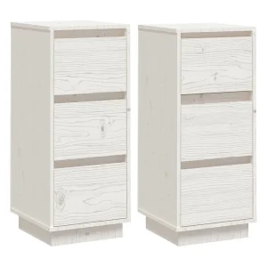 Dressoirs 2 st 32x34x75 cm massief grenenhout wit Dressoirs 2 st 32x34x75 cm massief grenenhout wit