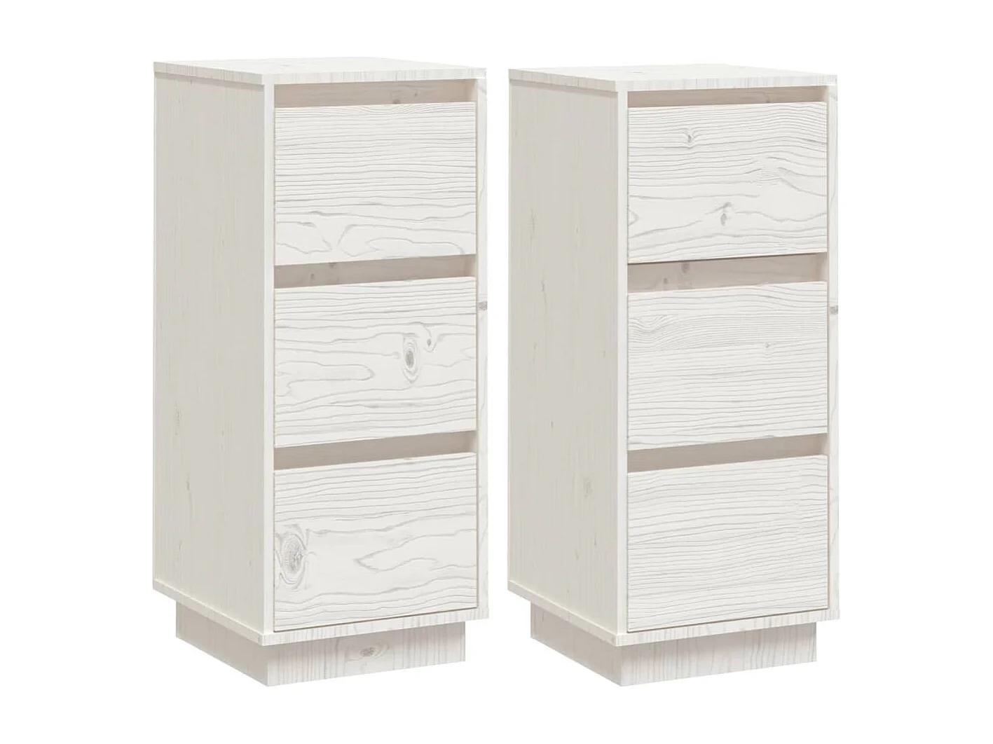 Dressoirs 2 st 32x34x75 cm massief grenenhout wit