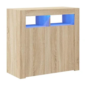 Dressoir met LED-verlichting 80x35x75 cm sonoma eikenkleurig Dressoir met LED-verlichting 80x35x75 cm sonoma eikenkleurig