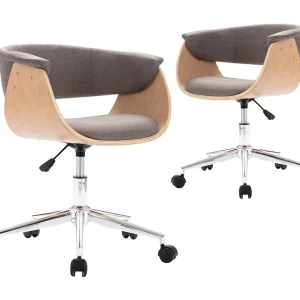Eetkamerstoelen draaibaar 2 st stof taupe