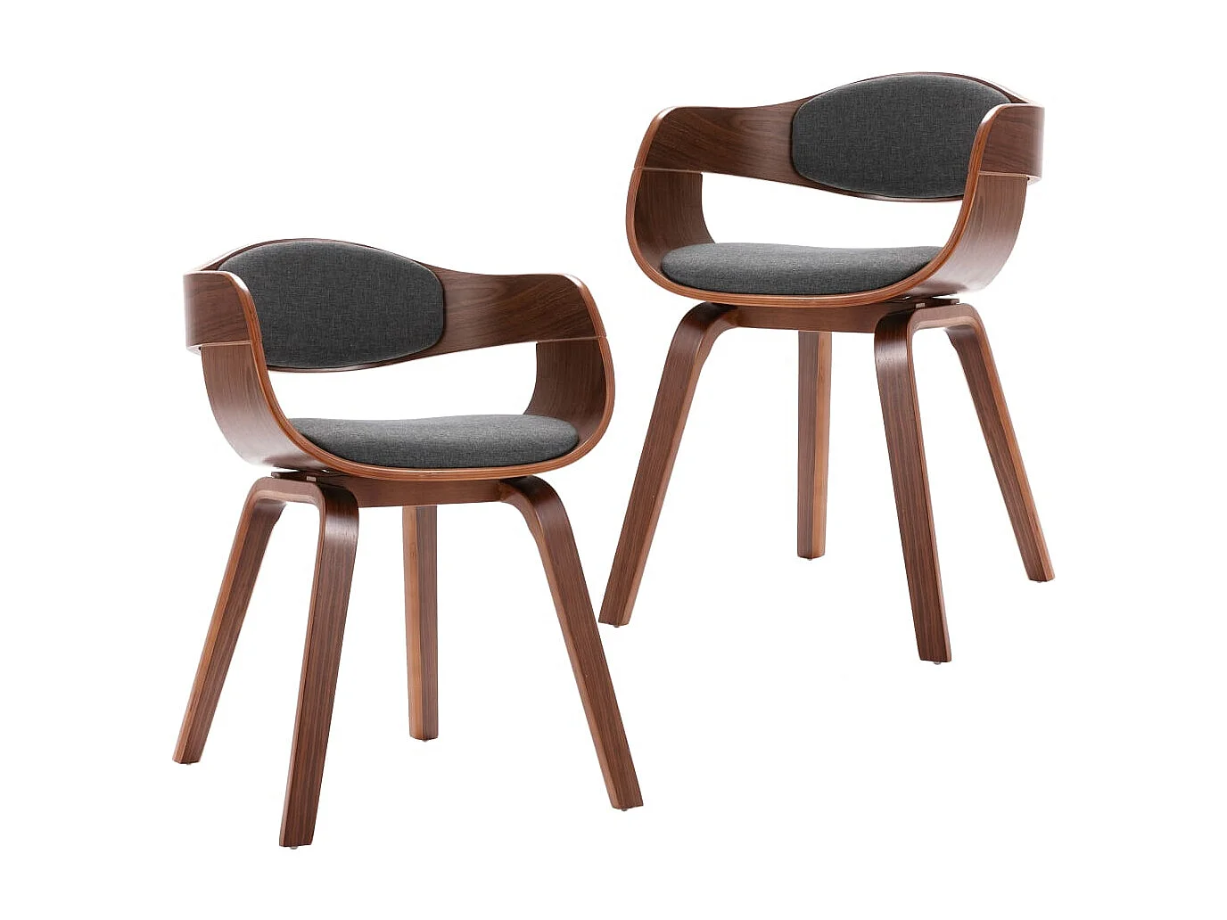 Eetkamerstoelen 2 st gebogen hout en stof grijs