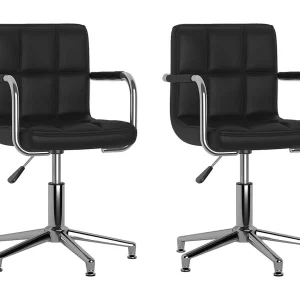 Eetkamerstoelen draaibaar 2 st kunstleer zwart