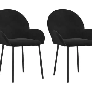 Eetkamerstoelen 2 st fluweel zwart Eetkamerstoelen 2 st fluweel zwart