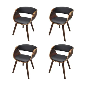 Eetkamerstoelen 4 st gebogen hout en kunstleer bruin Eetkamerstoelen 4 st gebogen hout en kunstleer bruin