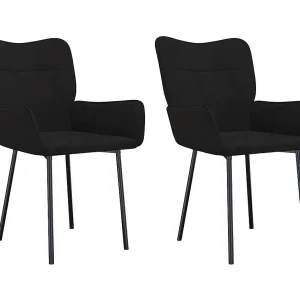 Eetkamerstoelen 2 st fluweel zwart Eetkamerstoelen 2 st fluweel zwart