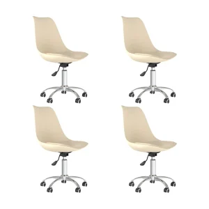 Eetkamerstoelen 4 st draaibaar stof crèmekleurig Eetkamerstoelen 4 st draaibaar stof crèmekleurig