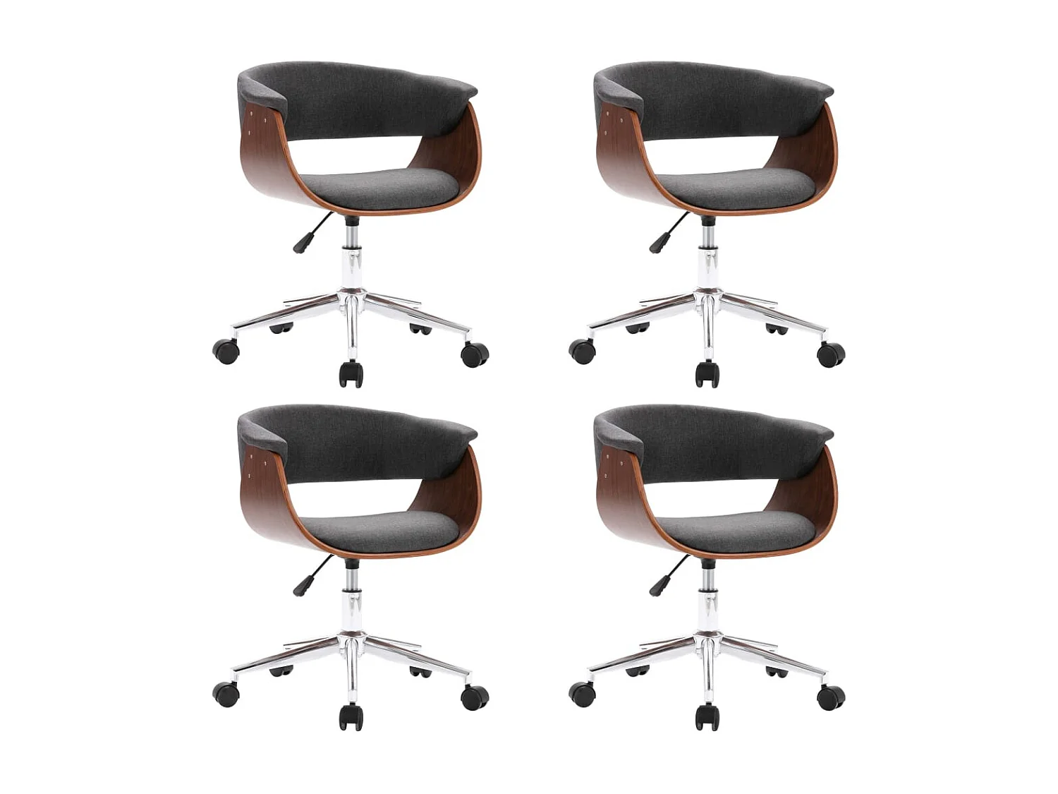 Eetkamerstoelen 4 st draaibaar stof grijs
