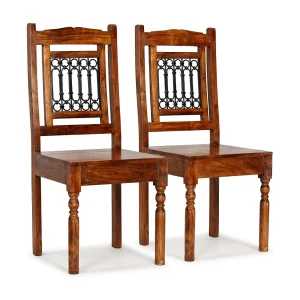 Eetkamerstoelen 2 st klassiek hout met honingafwerking Eetkamerstoelen 2 st klassiek hout met honingafwerking