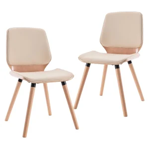 Eetkamerstoelen 2 st kunstleer crème