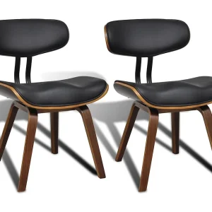 Eetkamerstoelen 2 st gebogen hout en kunstleer