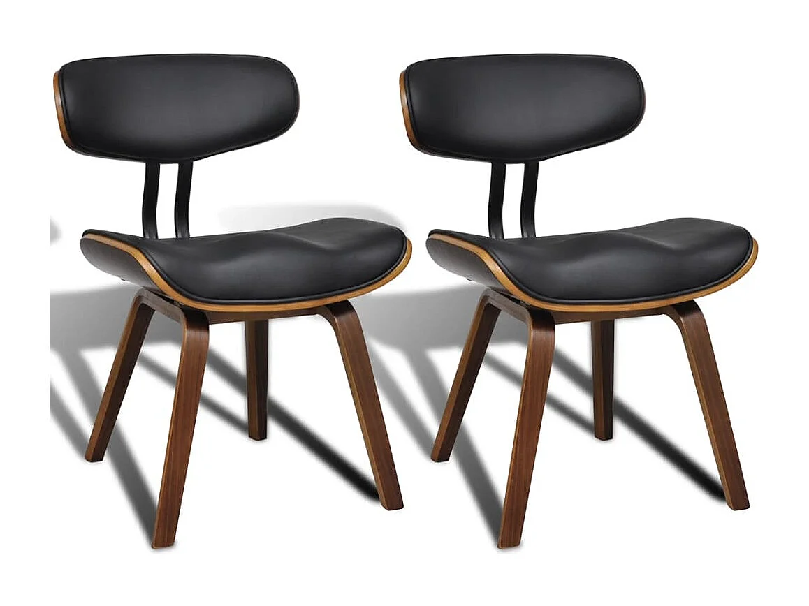 Eetkamerstoelen 2 st gebogen hout en kunstleer