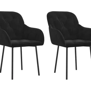 Eetkamerstoelen 2 st fluweel zwart