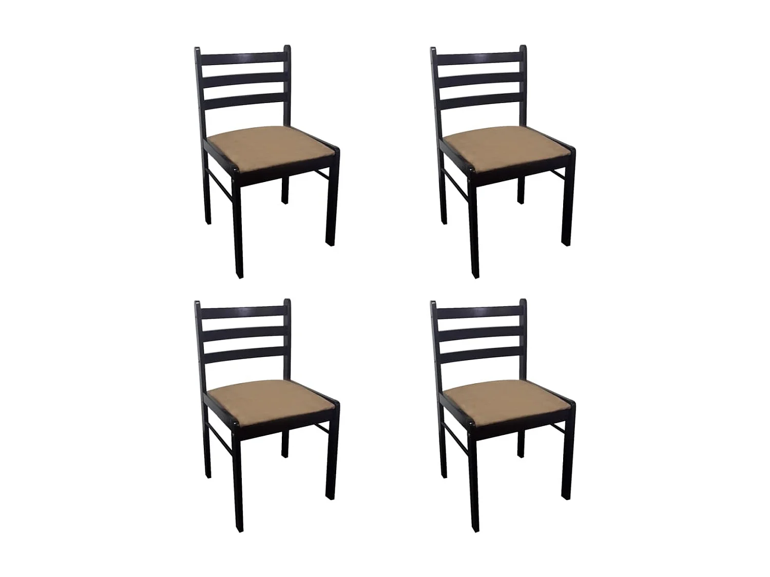 Eetkamerstoelen 4 st massief rubberwood en fluweel bruin