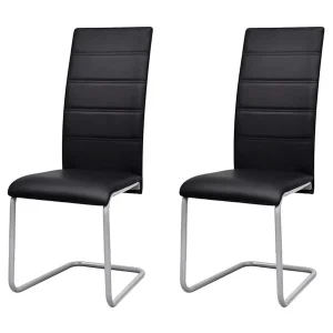 Eetkamerstoelen 2 st kunstleer zwart Eetkamerstoelen 2 st kunstleer zwart