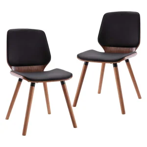 Eetkamerstoelen 2 st kunstleer zwart Eetkamerstoelen 2 st kunstleer zwart