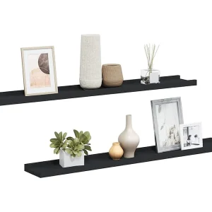 Fotoplanken 2 st 80x9x3 cm MDF zwart Fotoplanken 2 st 80x9x3 cm MDF zwart