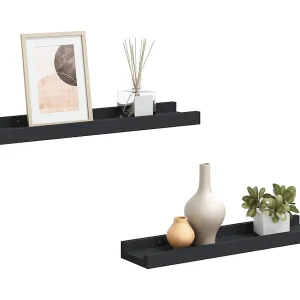 Fotoplanken 2 st 40x9x3 cm MDF zwart Fotoplanken 2 st 40x9x3 cm MDF zwart
